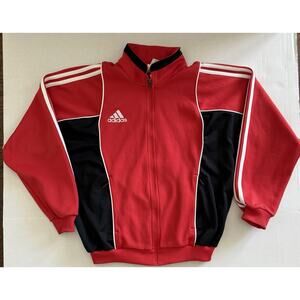 Vintage Y2K Adidas Track Jacket Men's Medium Red Black Hong King 3 Stripes 2000s
